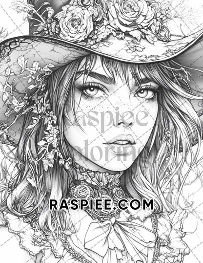 Steampunk Halloween Adult Coloring Pages Printable PDF Instant Download