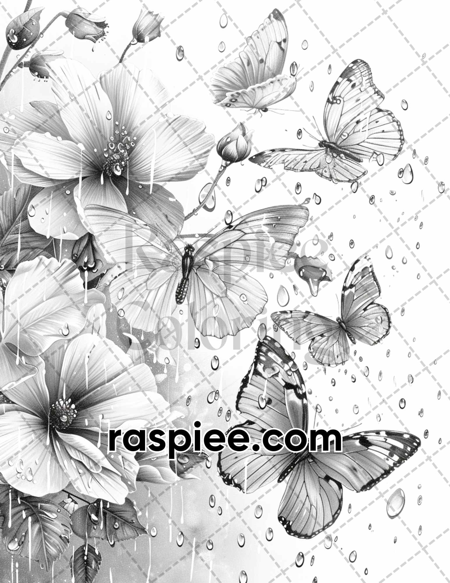 77 Butterflies and Moths Grayscale Adult Coloring Pages, Printable PDF Instant Download - RASPIEE