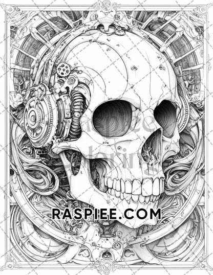 Steampunk Halloween Adult Coloring Pages Printable PDF Instant Download