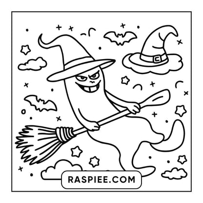 100 Bold and Easy Cute Halloween Coloring Pages Printable PDF Instant Download - RASPIEE