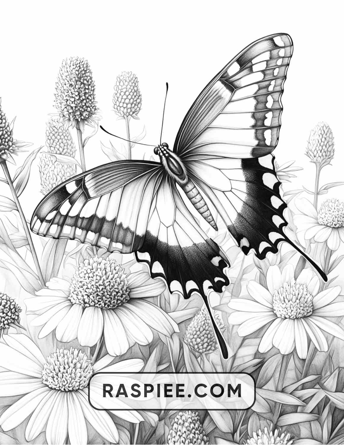 Insects and Flowers Adult Coloring Pages - RASPIEE