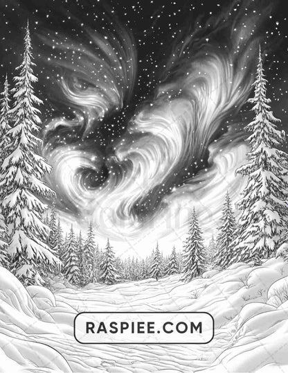 82 Winter Landscapes Adult Coloring Pages - RASPIEE