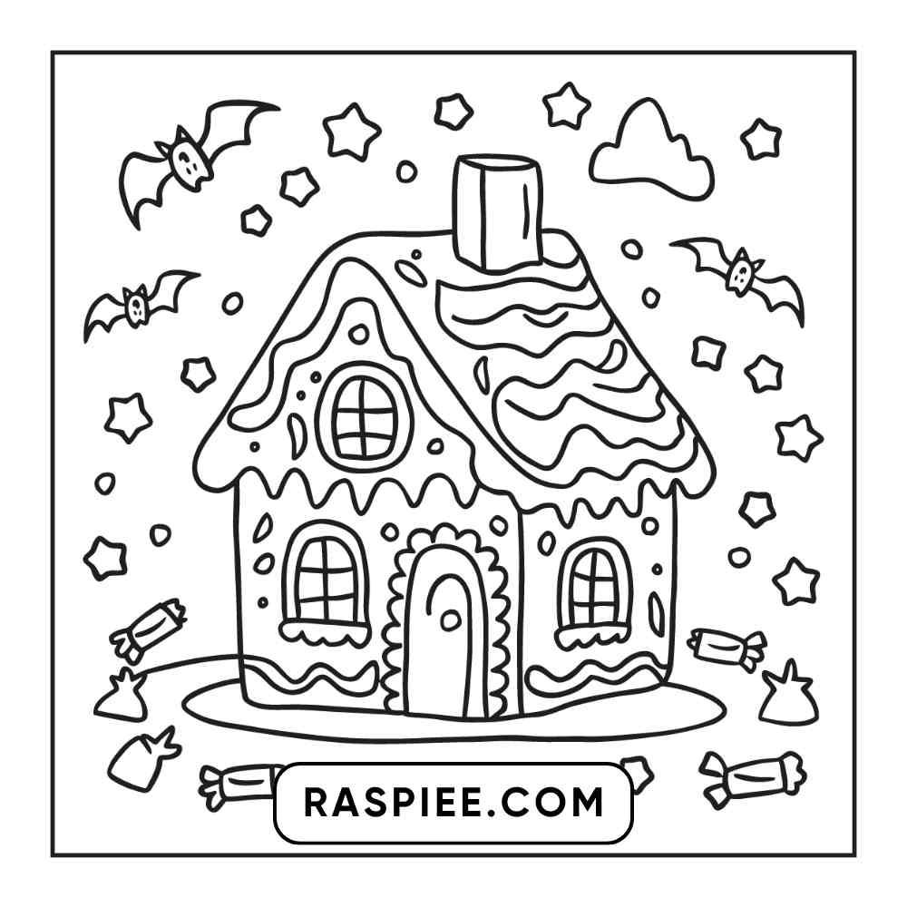 100 Bold and Easy Cute Halloween Coloring Pages Printable PDF Instant Download - RASPIEE