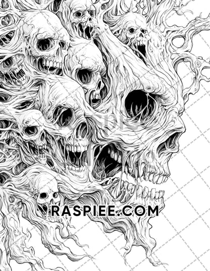 Nightmarish Creatures Halloween Adult Coloring Pages Printable PDF Instant Download