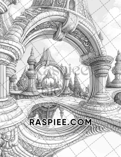 Surreal World Adult Coloring Pages Printable PDF Instant Download