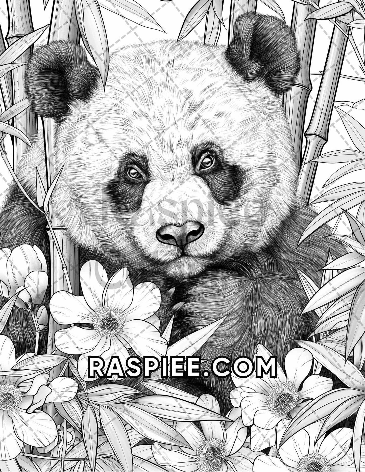 75 Animals in Flowers Grayscale Adult Coloring Pages Printable PDF Instant Download - RASPIEE