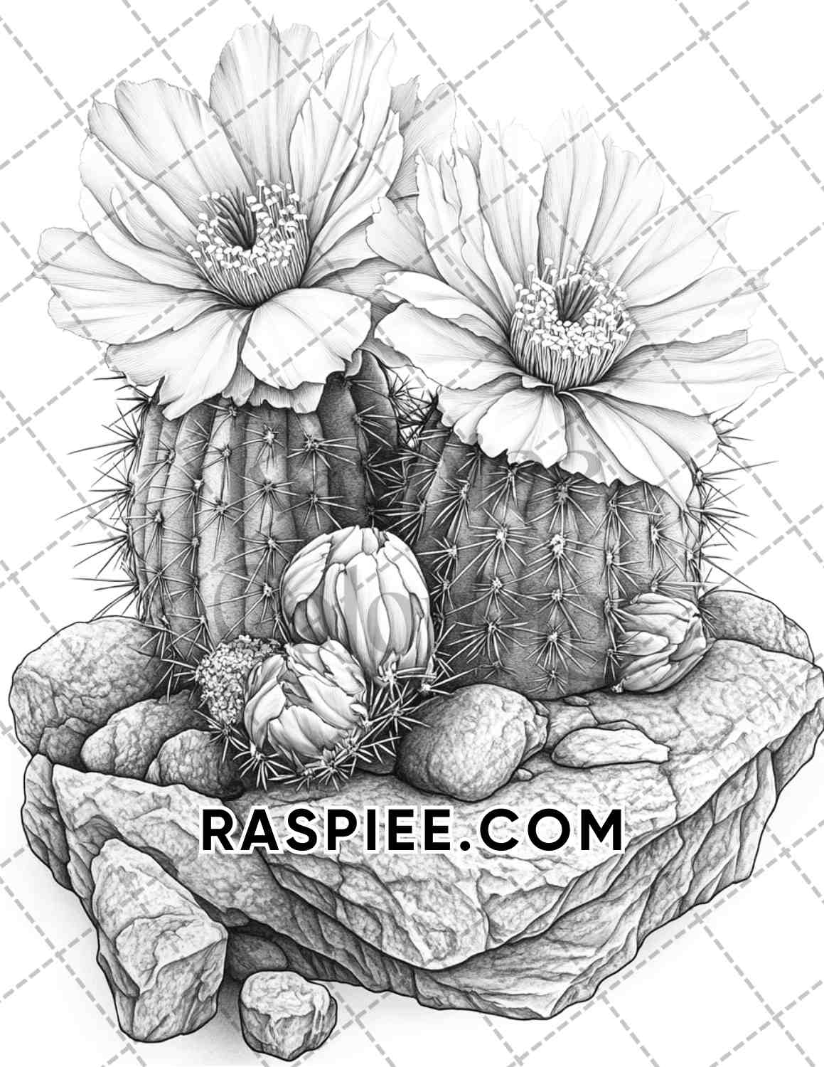 Succulent Blossoms Adult Coloring Pages Printable PDF Instant Download