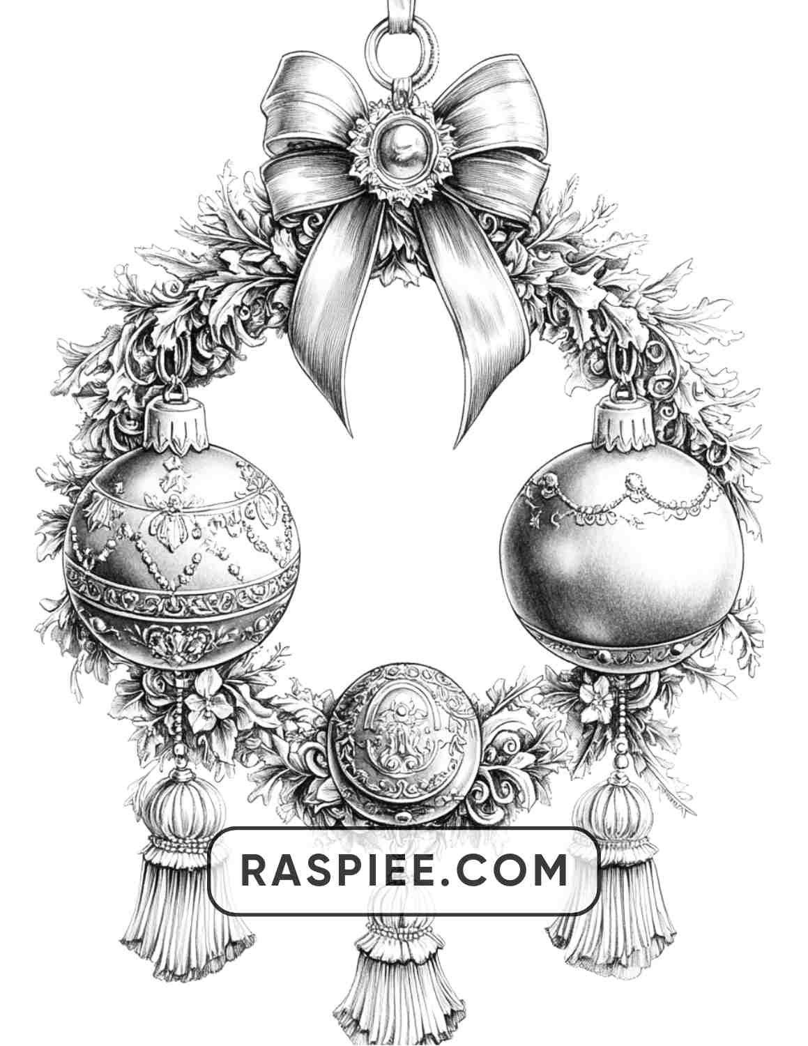 72 Christmas Wreaths Adult Coloring Pages - RASPIEE