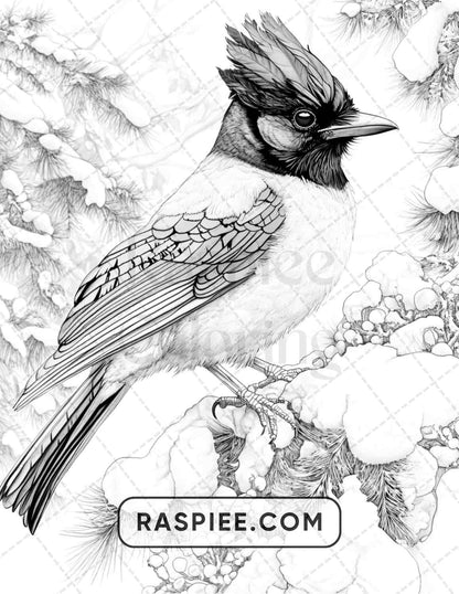 80 Winter Birds Adult Coloring Pages