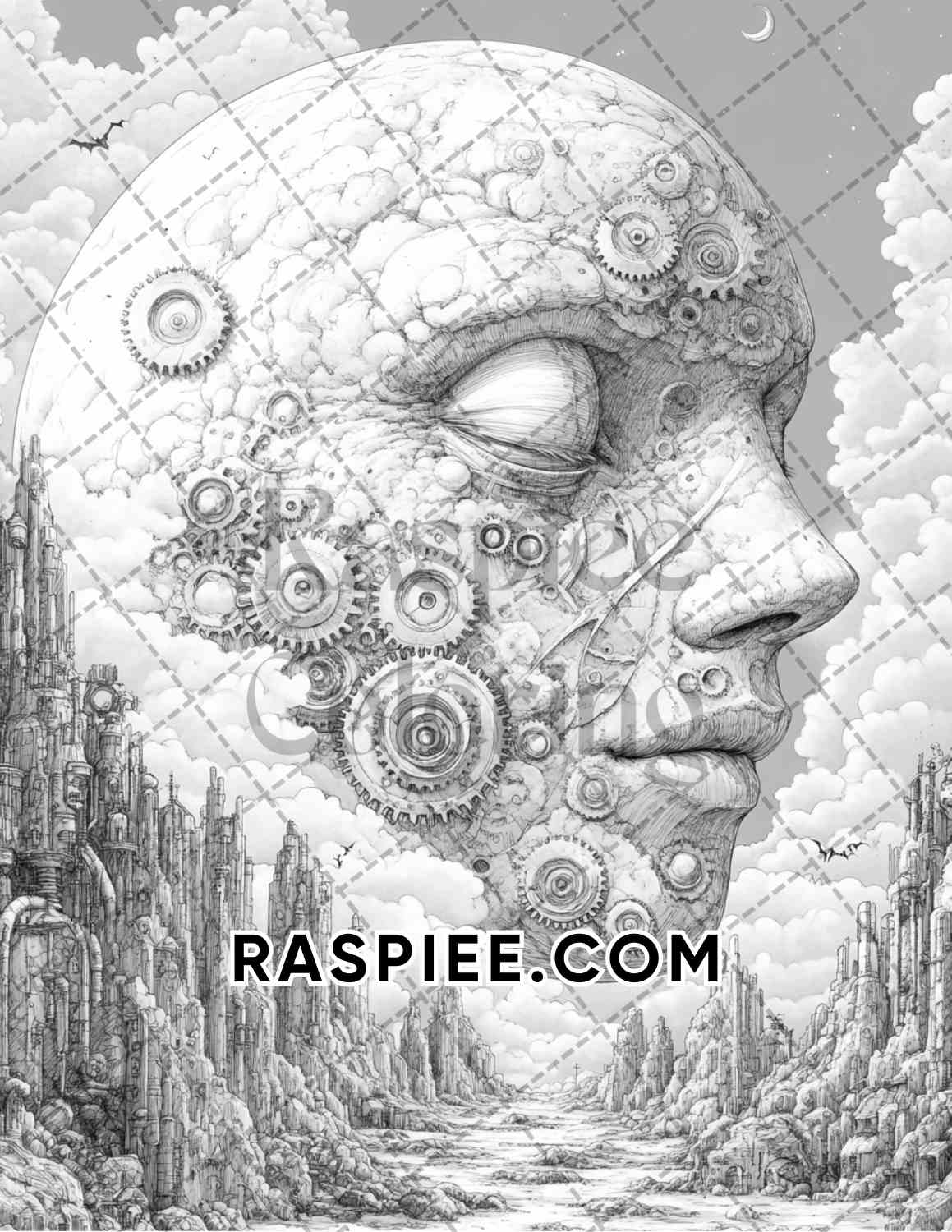 Steampunk Halloween Adult Coloring Pages Printable PDF Instant Download