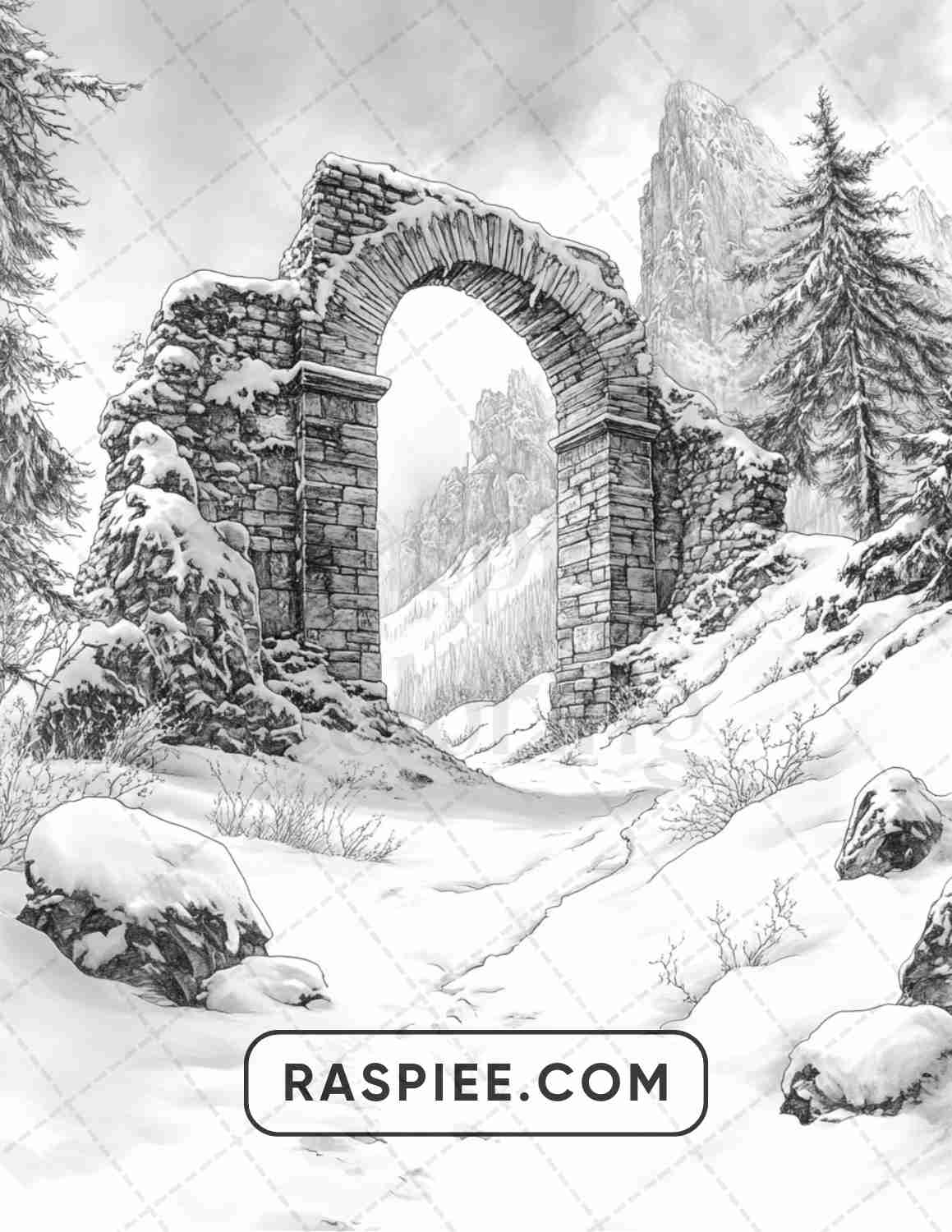 82 Winter Landscapes Adult Coloring Pages - RASPIEE