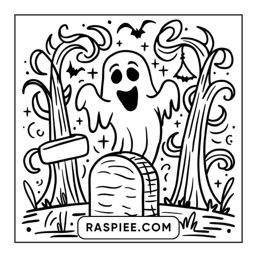 100 Bold and Easy Cute Halloween Coloring Pages Printable PDF Instant Download - RASPIEE