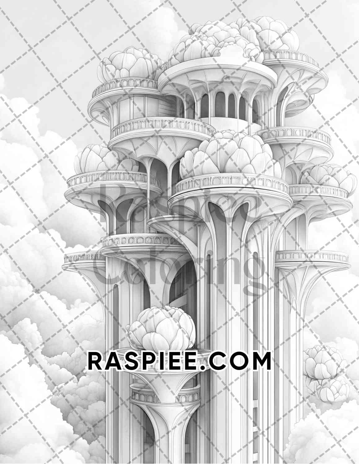 Fantasy Flower Houses Adult Coloring Pages Printable PDF Instant Download