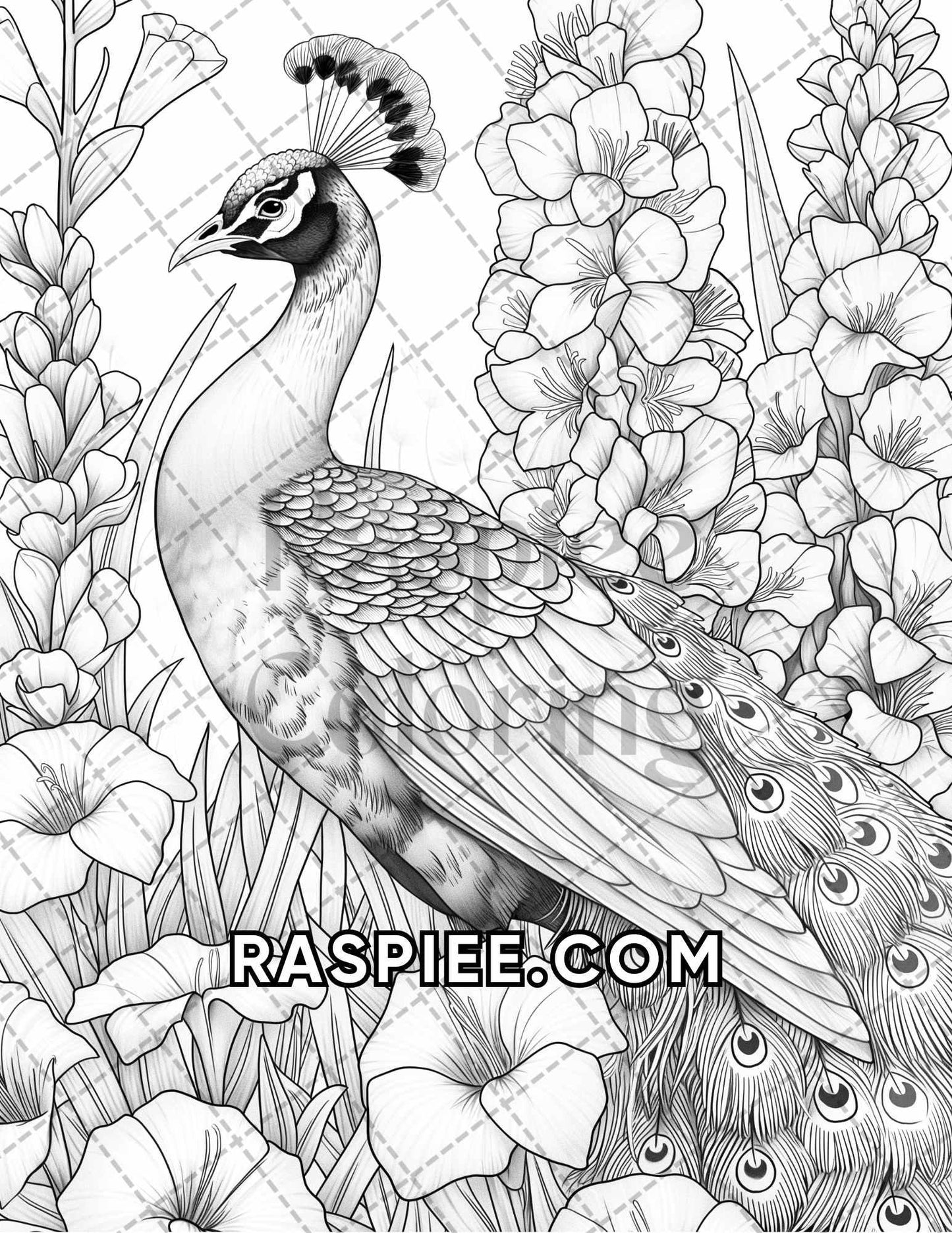 75 Animals in Flowers Grayscale Adult Coloring Pages Printable PDF Instant Download - RASPIEE