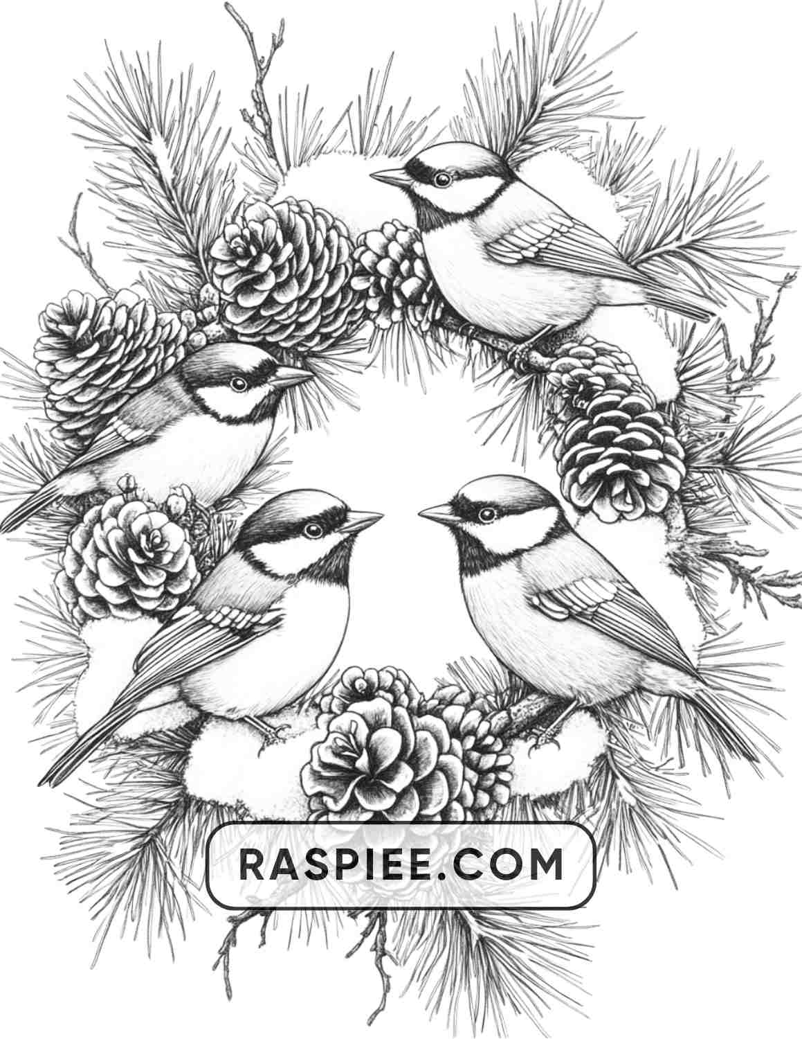 72 Christmas Wreaths Adult Coloring Pages - RASPIEE