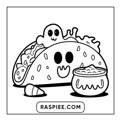 100 Bold Easy Spooky Food & Drinks Coloring Pages Printable PDF Instant Download - RASPIEE