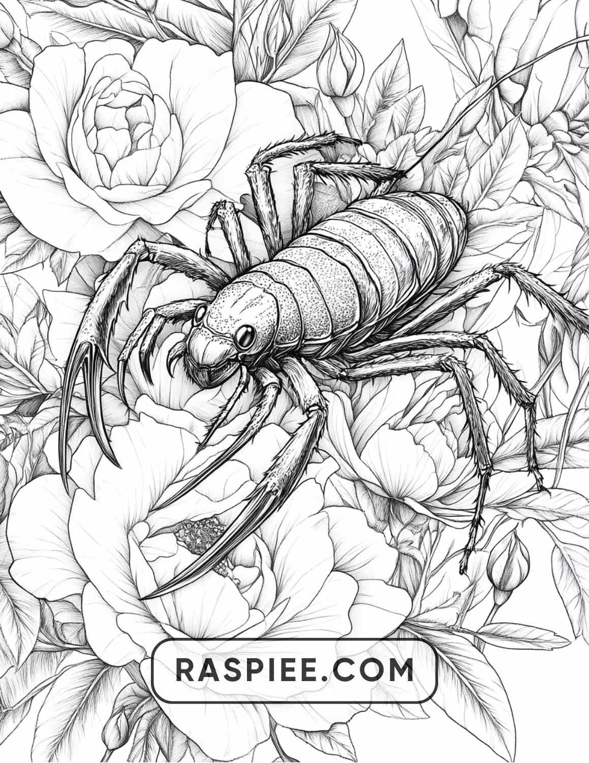 Insects and Flowers Adult Coloring Pages - RASPIEE