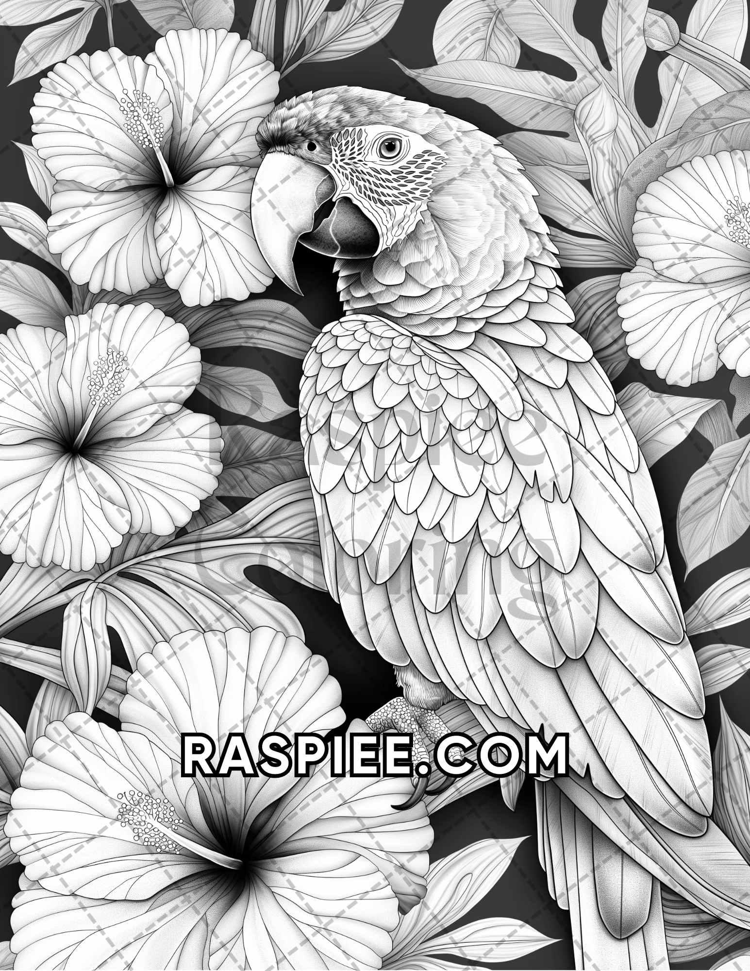 75 Animals in Flowers Grayscale Adult Coloring Pages Printable PDF Instant Download - RASPIEE