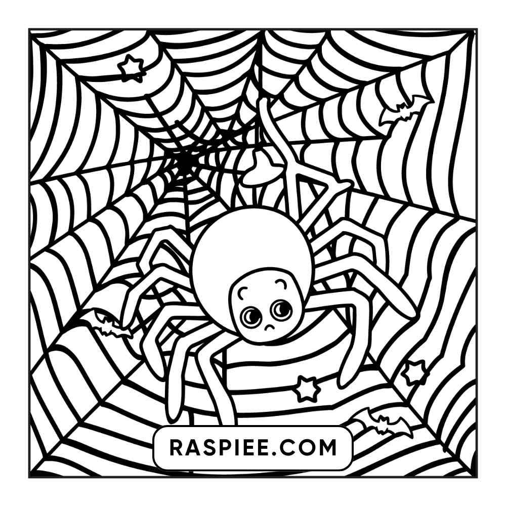 100 Bold and Easy Cute Halloween Coloring Pages Printable PDF Instant Download - RASPIEE