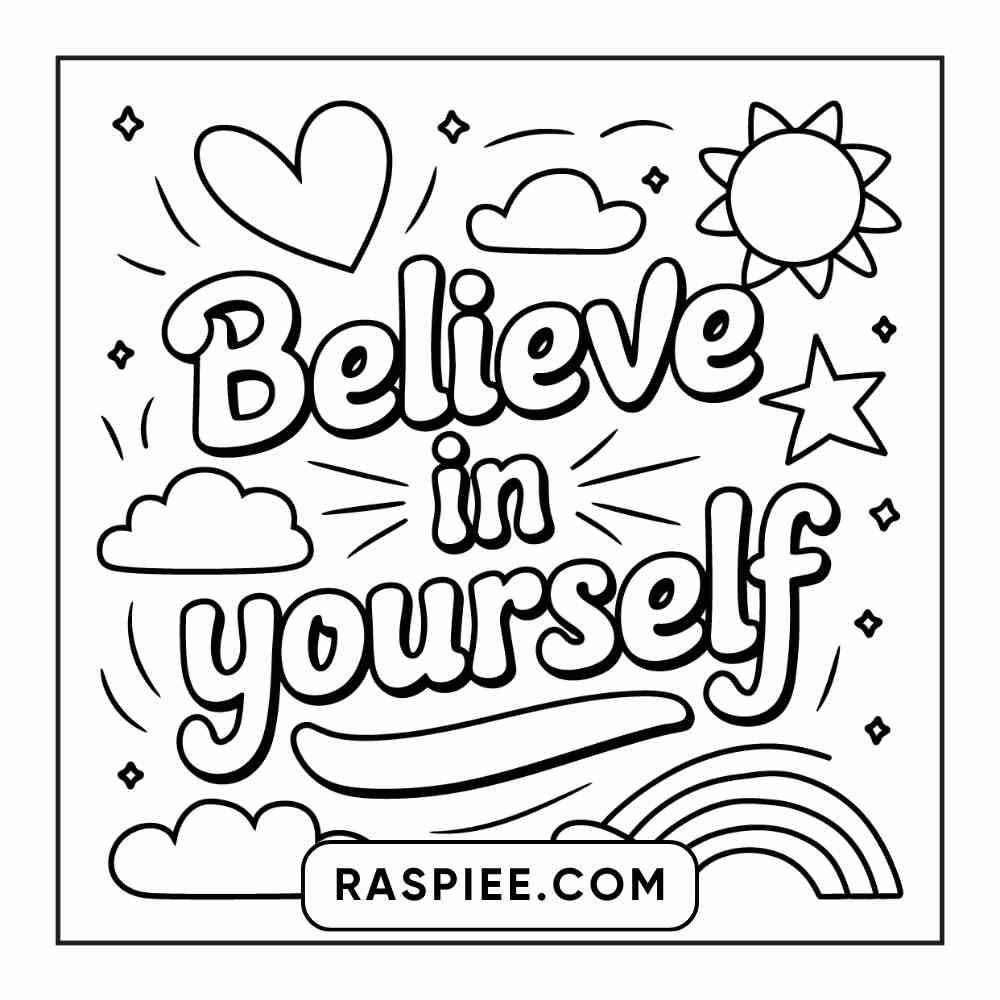 78 Bold and Easy Inspirational Words Coloring Pages Printable PDF Instant Download - RASPIEE