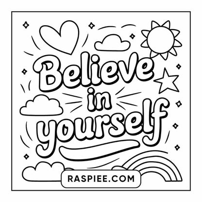 78 Bold and Easy Inspirational Words Coloring Pages Printable PDF Instant Download - RASPIEE