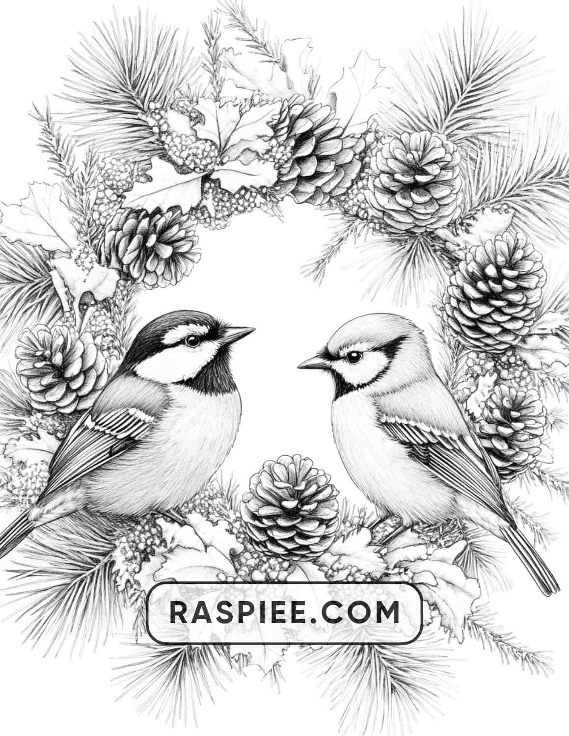 72 Christmas Wreaths Adult Coloring Pages - RASPIEE