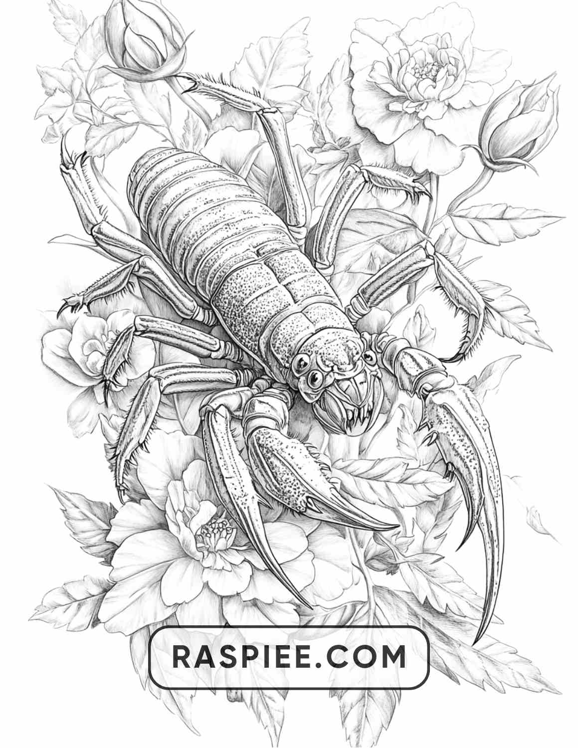 Insects and Flowers Adult Coloring Pages - RASPIEE