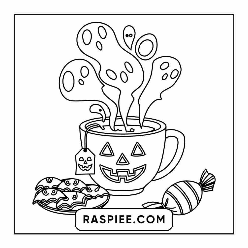 100 Bold Easy Spooky Food & Drinks Coloring Pages Printable PDF Instant Download - RASPIEE