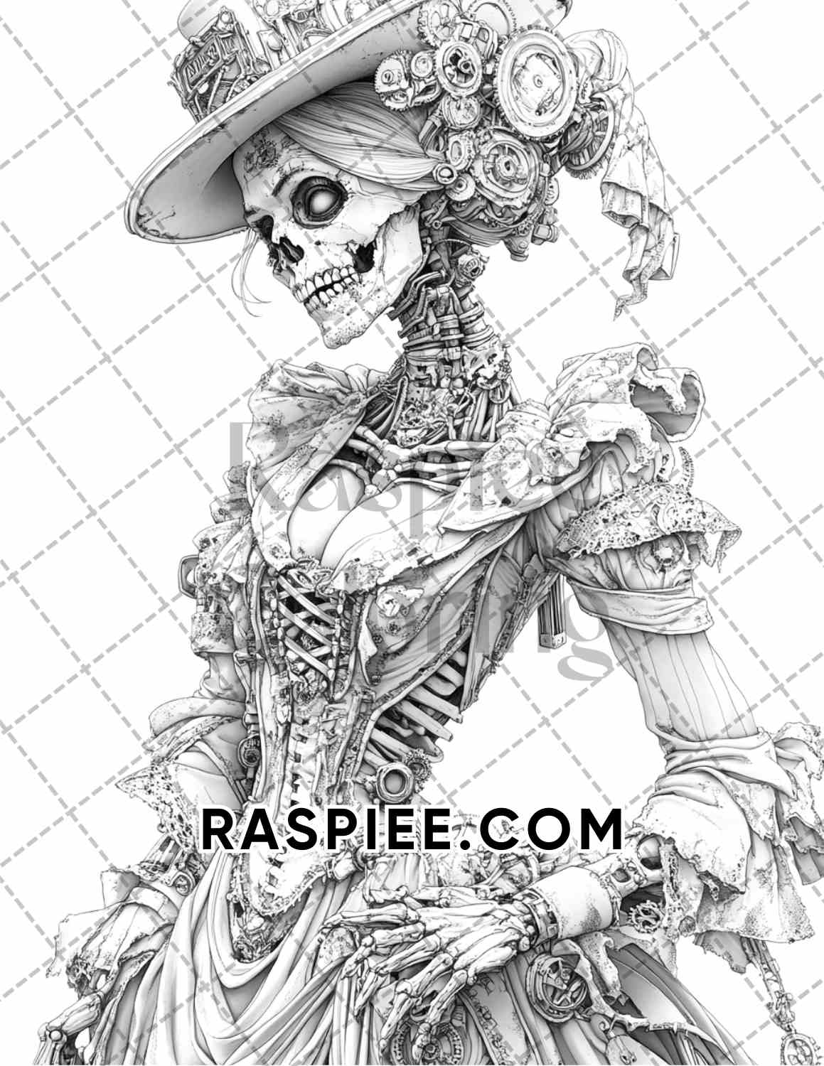 Steampunk Halloween Adult Coloring Pages Printable PDF Instant Download