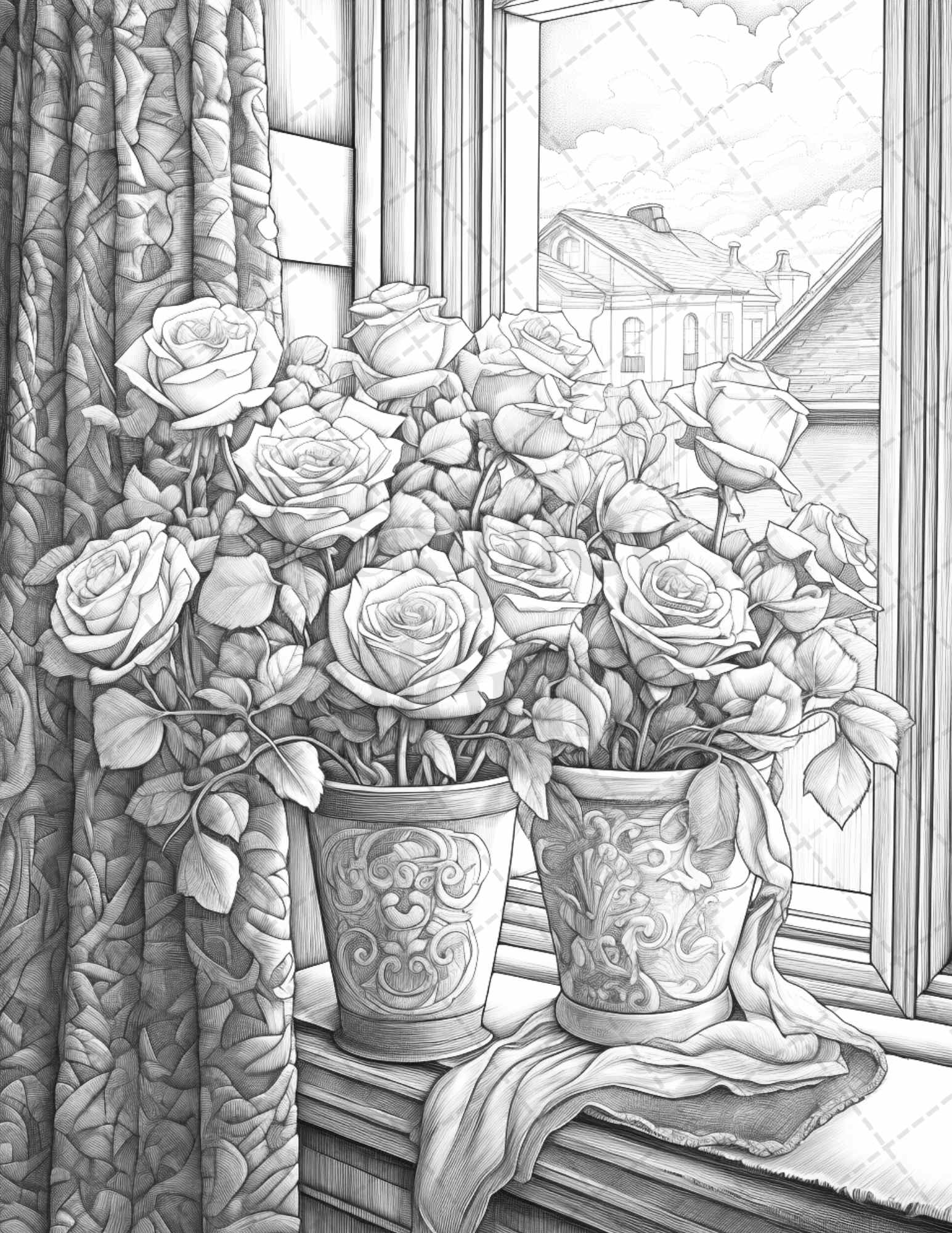40 Captivating Roses Grayscale Coloring Pages Printable for Adults, PDF File Instant Download - raspiee