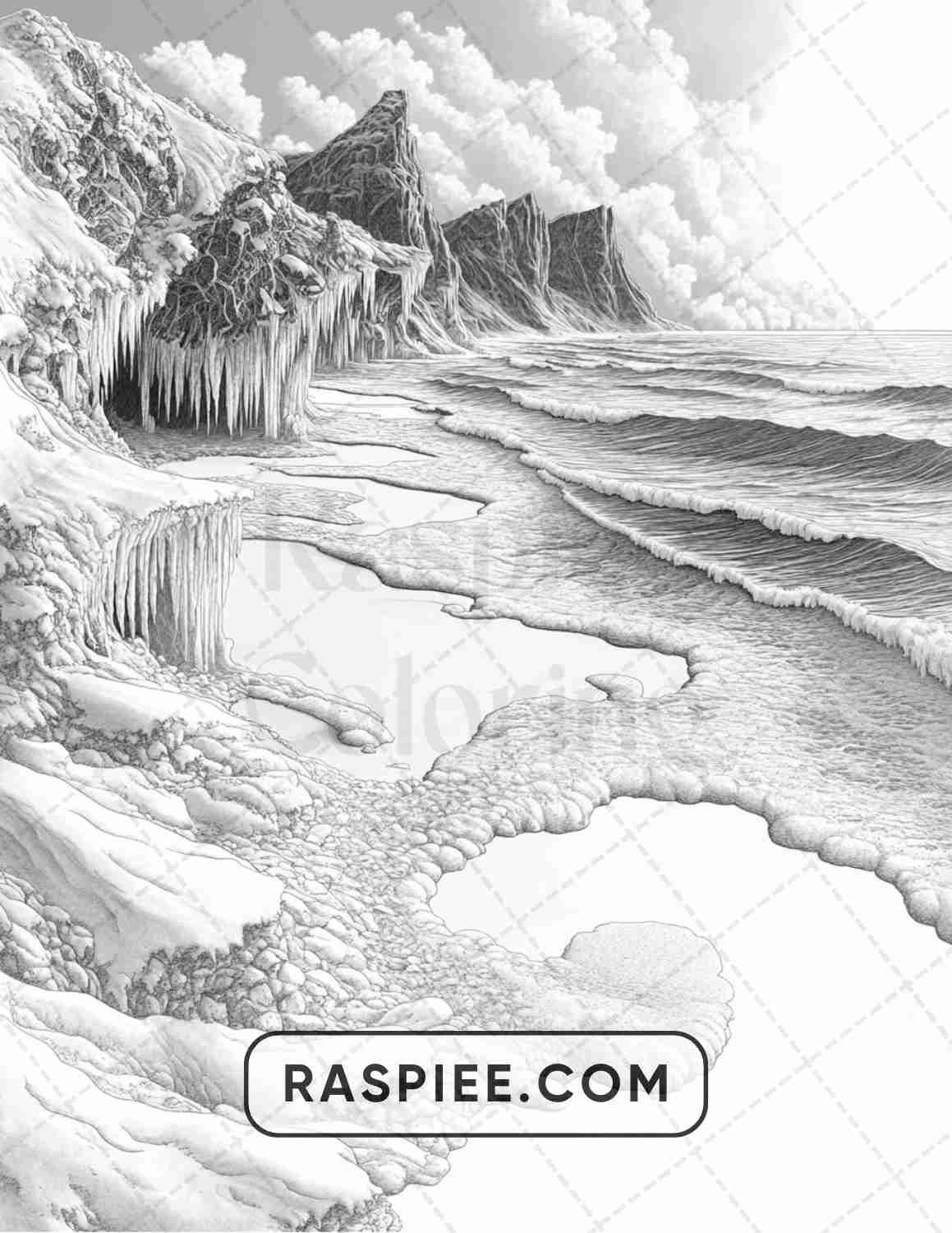 82 Winter Landscapes Adult Coloring Pages - RASPIEE