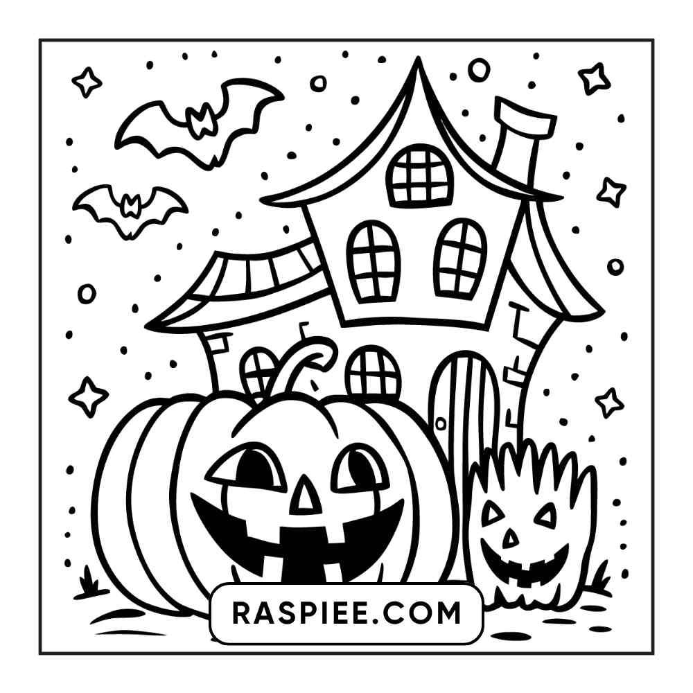 100 Bold and Easy Cute Halloween Coloring Pages Printable PDF Instant Download - RASPIEE