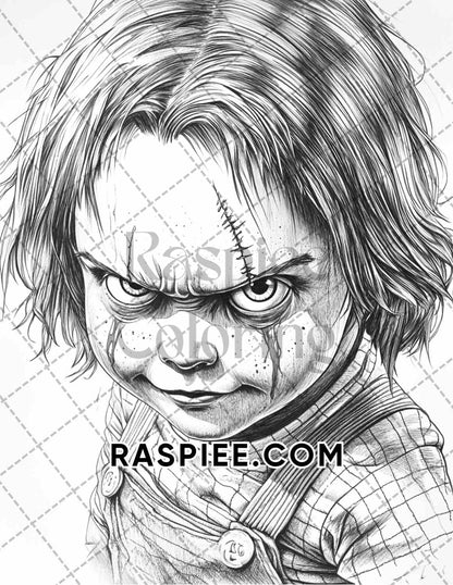 Legends of Horror Halloween Adult Coloring Pages Printable PDF Instant Download