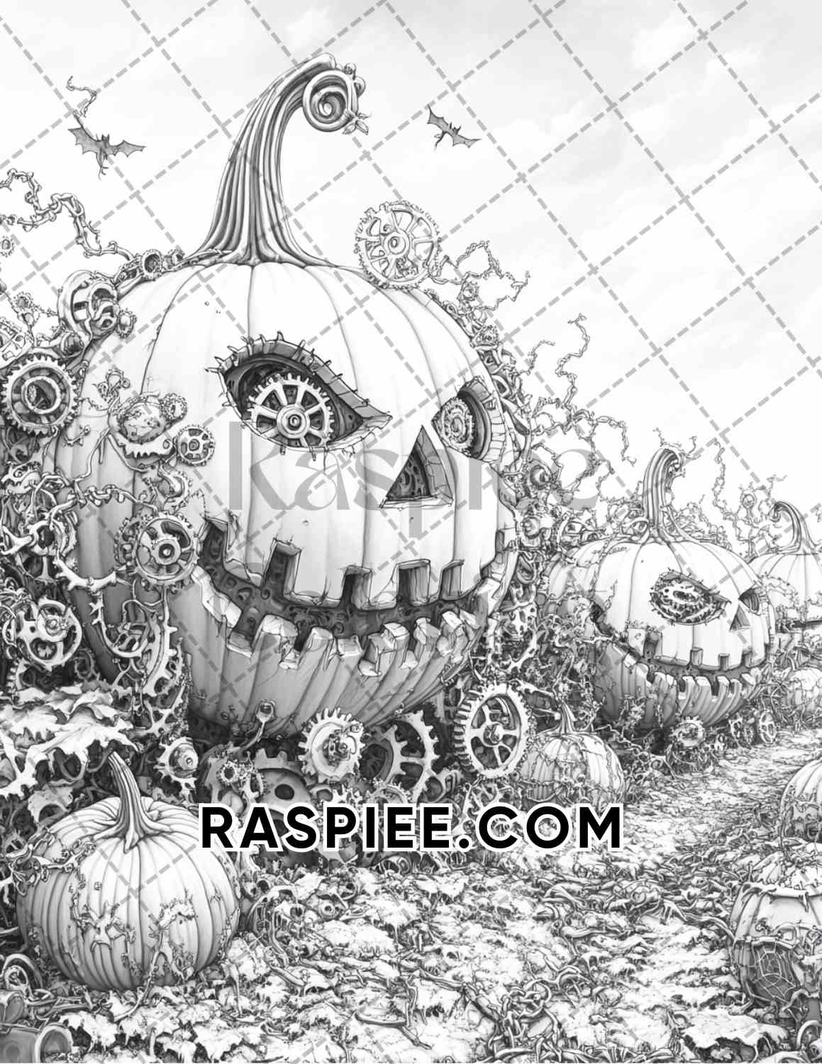 Steampunk Halloween Adult Coloring Pages Printable PDF Instant Download