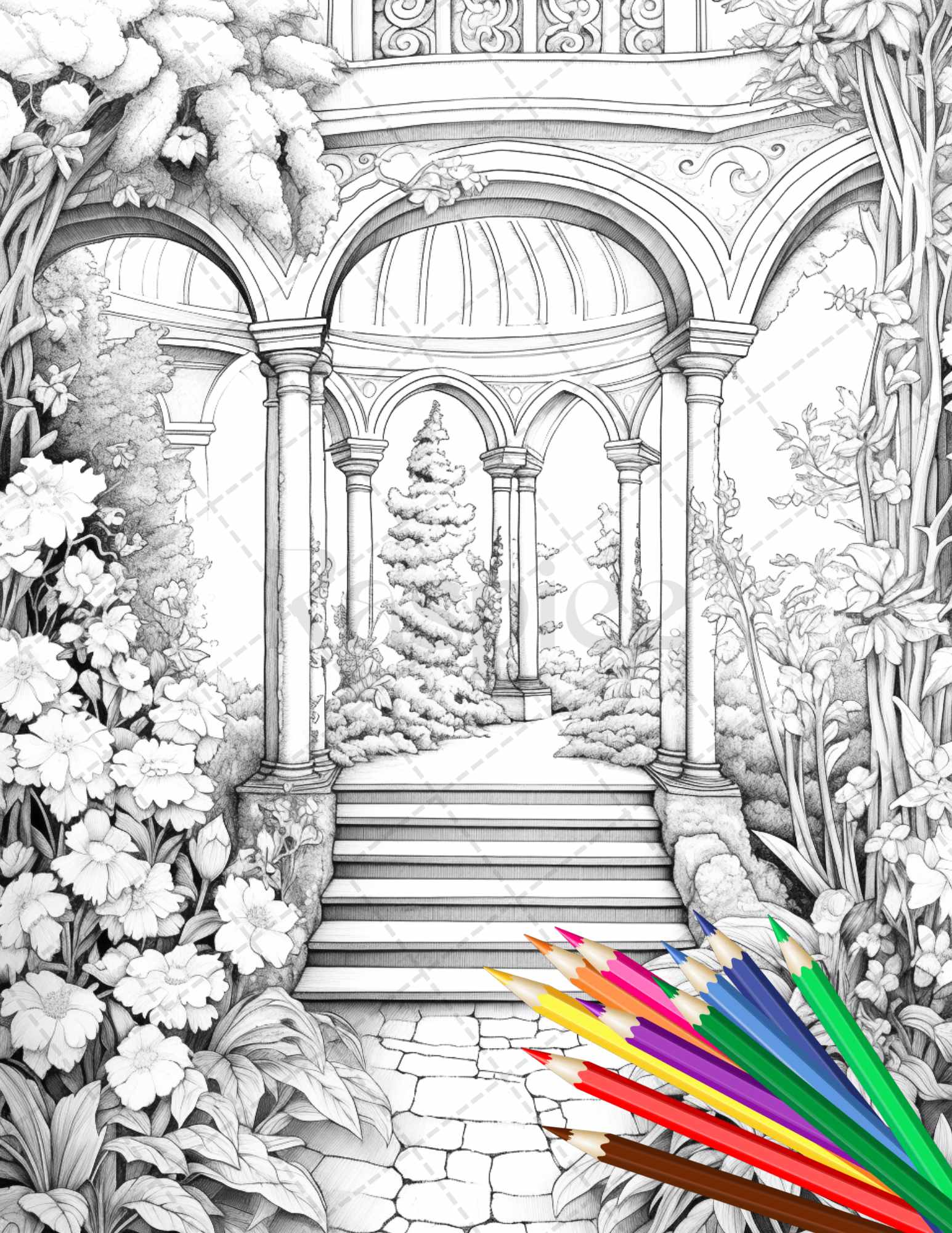 Secret Garden Coloring Pages Printable for Adults, Grayscale Coloring Page, PDF File Instant Download - raspiee