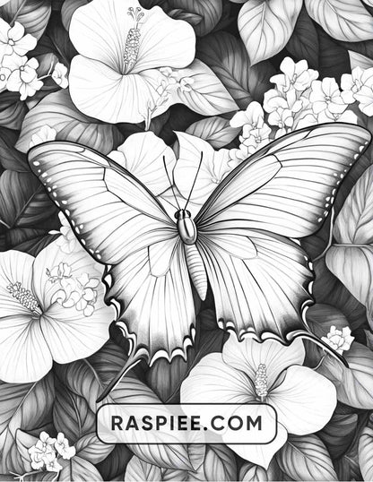 Insects and Flowers Adult Coloring Pages - RASPIEE