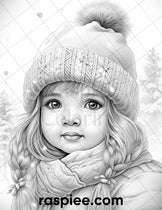 50 Baby Winter Portrait Grayscale Coloring Pages Printable for Adults ...