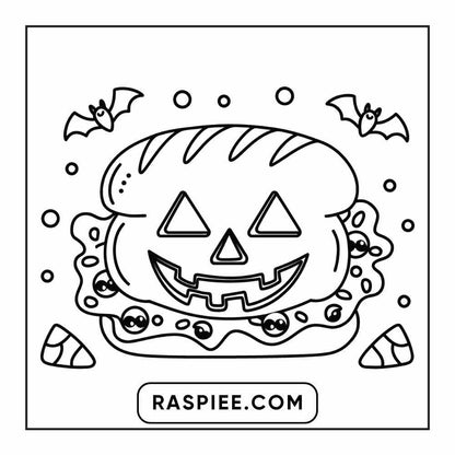 100 Bold Easy Spooky Food & Drinks Coloring Pages Printable PDF Instant Download - RASPIEE