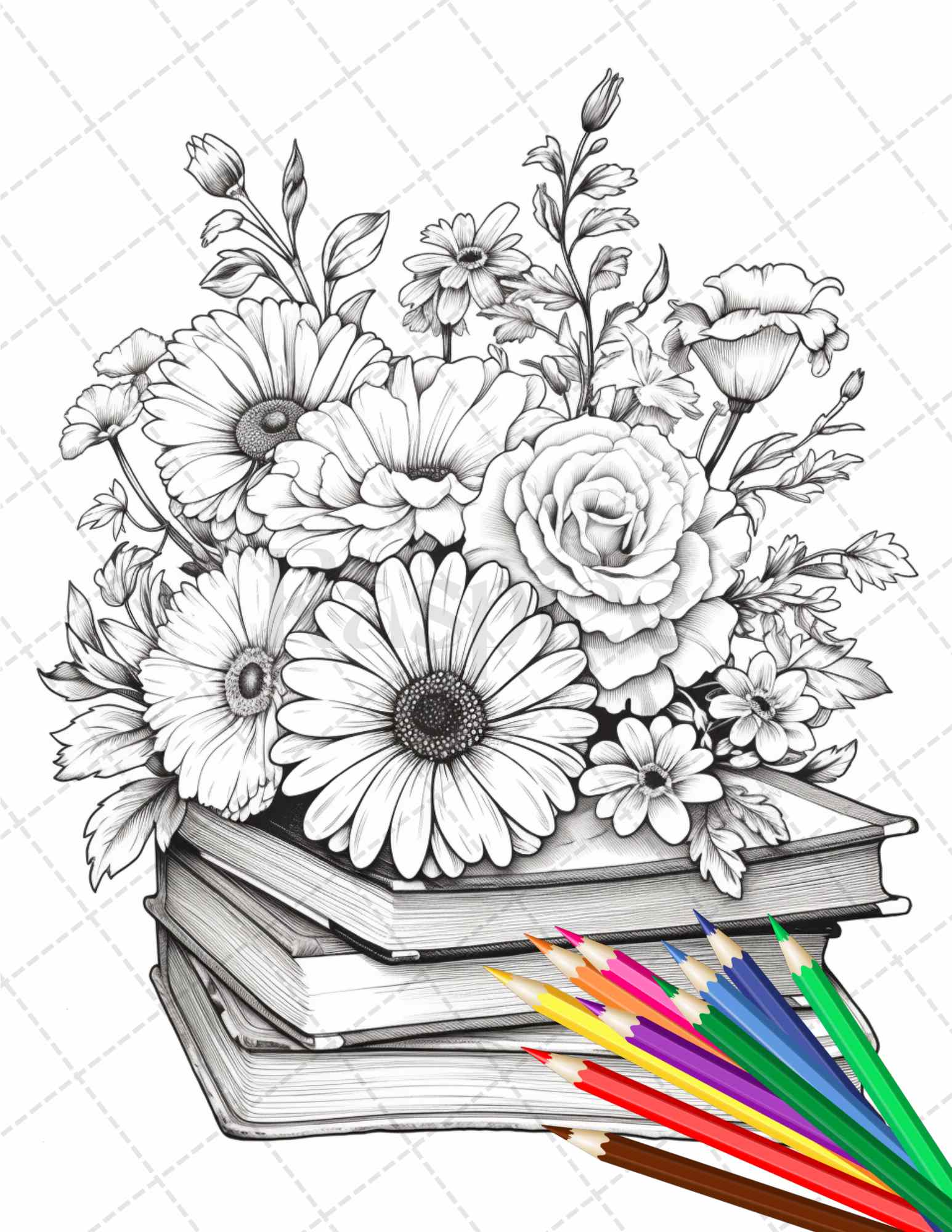 31 libro flores para colorear páginas imprimibles para adultos