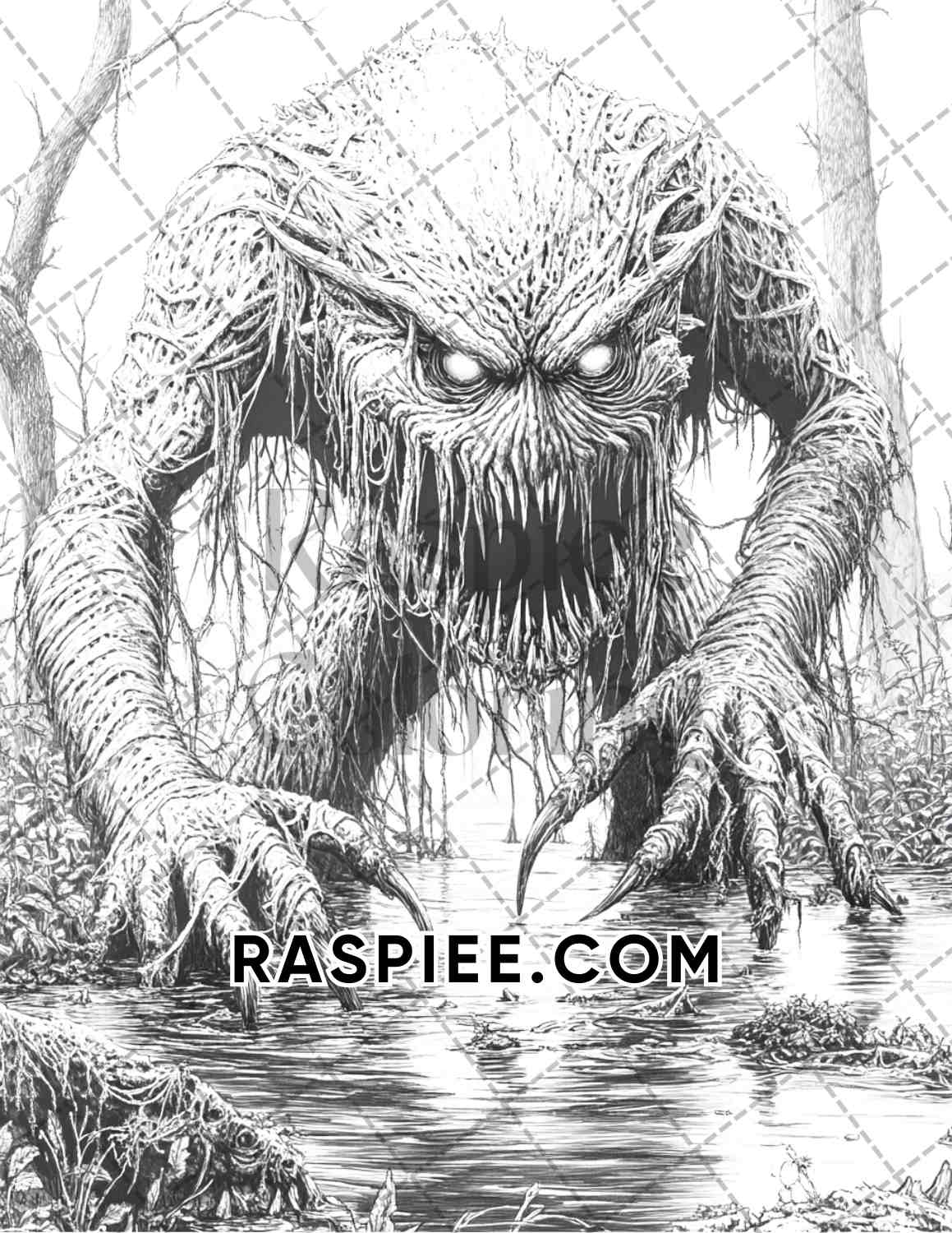 Nightmarish Creatures Halloween Adult Coloring Pages Printable PDF Instant Download