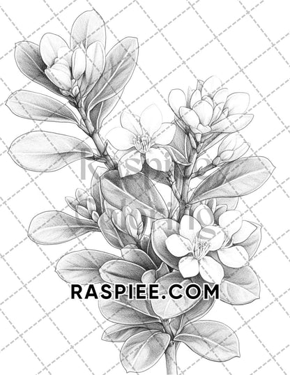 Succulent Blossoms Adult Coloring Pages Printable PDF Instant Download