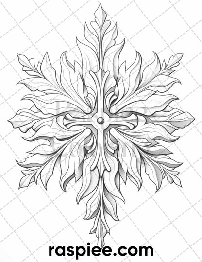 Christmas Snowflake Grayscale Coloring Pages, Adult Coloring Pages, Christmas Coloring Book Printable, Christmas Coloring Pages for Adults, Christmas Coloring Sheets, Xmas Coloring Pages, Holiday Coloring Pages, Winter Coloring Pages
