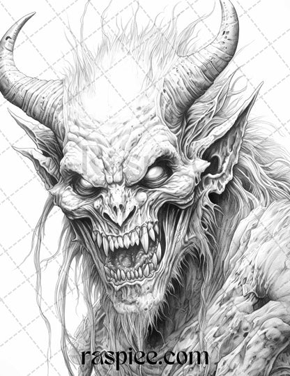 Demon Coloring Pages for Adults, Halloween Coloring Pages for Adults, Halloween Coloring Book Printable, Dark Fantasy Coloring Sheets, Printable Demon Coloring Book, Gothic Fantasy Coloring Collection, Mythical Creatures Coloring Pages