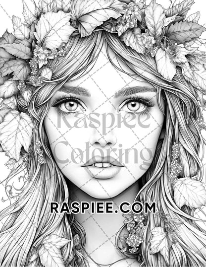 Fairy Beauties Portrait Adult Coloring Pages Printable PDF Instant Download