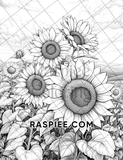 Seasonal Flowers Adult Coloring Pages Printable PDF Instant Download