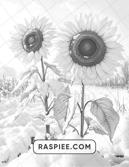 77 Winter Flowers Adult Coloring Pages