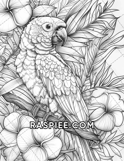 75 Animals in Flowers Grayscale Adult Coloring Pages Printable PDF Instant Download - RASPIEE