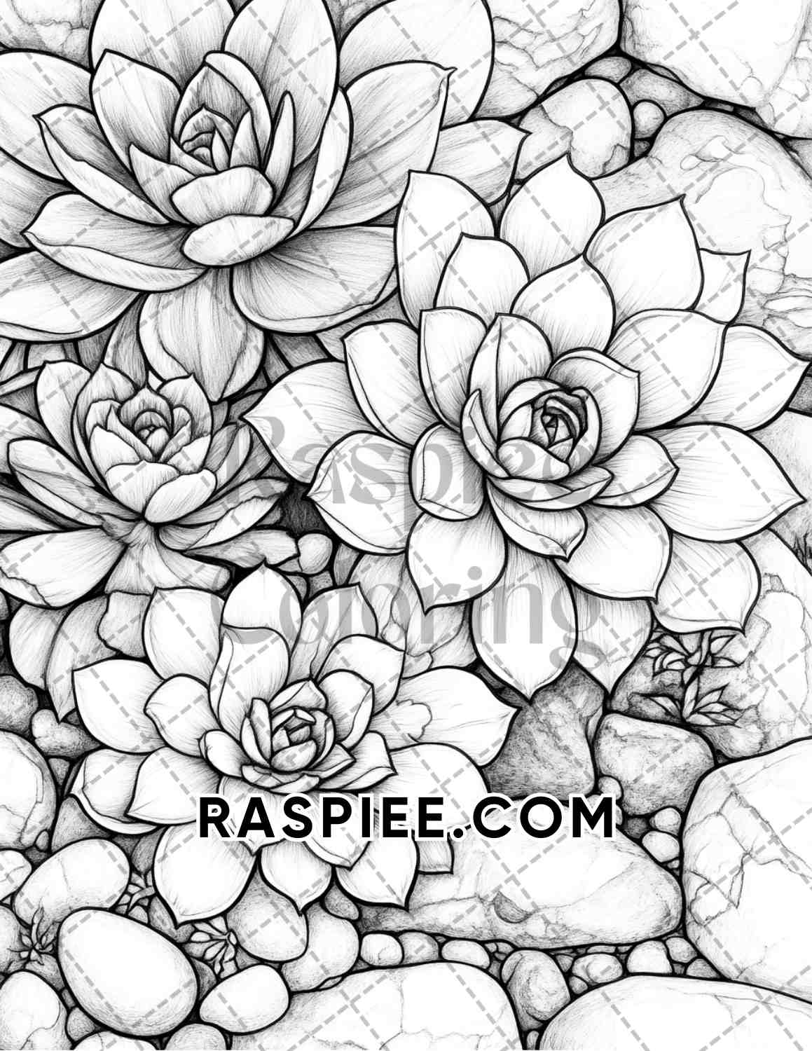 Succulent Blossoms Adult Coloring Pages Printable PDF Instant Download