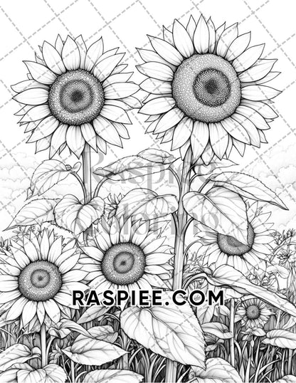 Seasonal Flowers Adult Coloring Pages Printable PDF Instant Download