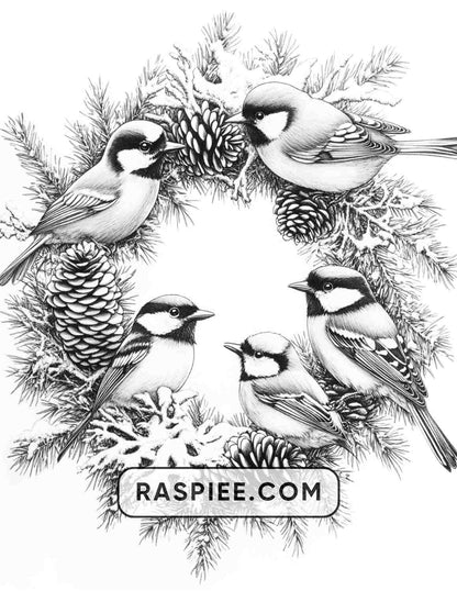 72 Christmas Wreaths Adult Coloring Pages - RASPIEE